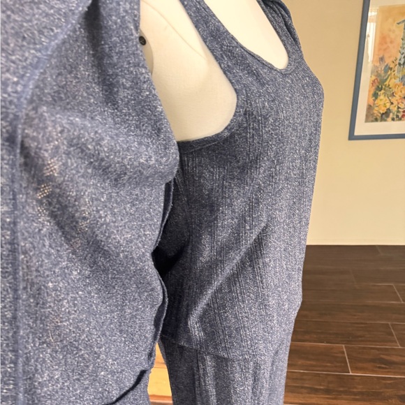 Live 2 Lounge 3pc blue Textured Cable Knit Cardigan Tank & Pant Set Blue Sz S - Picture 2 of 16